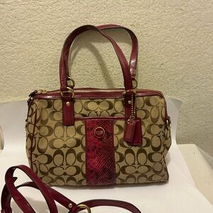 NWOT Coach F24884 Signature Python red Raspberry Satchel Purse Handbag